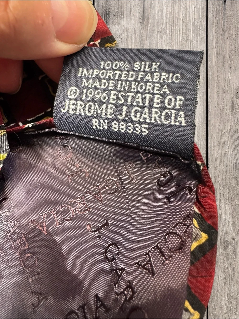 Vintage 1996 J. Garcia Burgundy Geometric 100% Silk Tie
